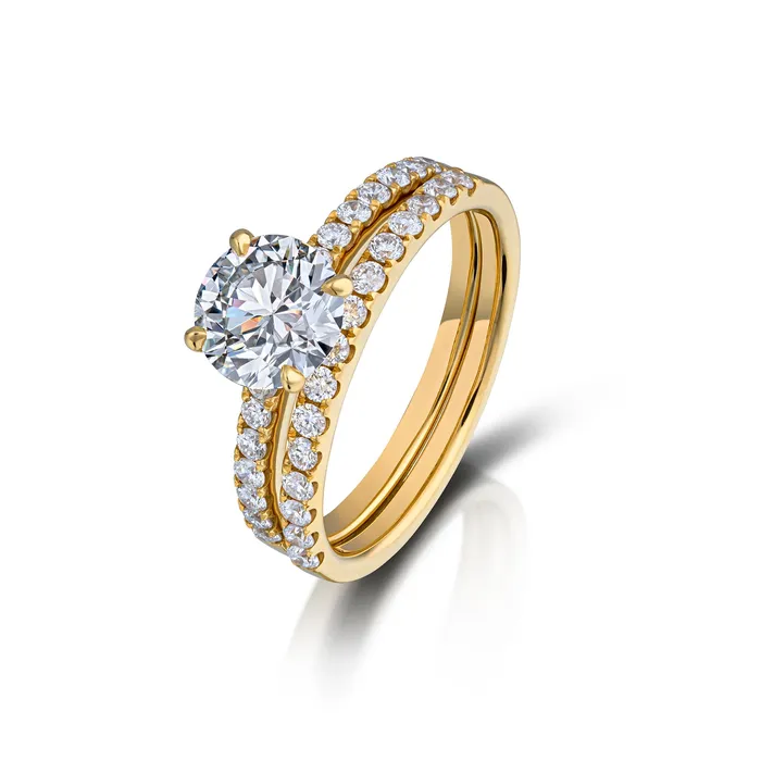 132 Carat Round Brilliant Cut Diamond Wedding Set Stephen Silver Fine Jewelry Rings