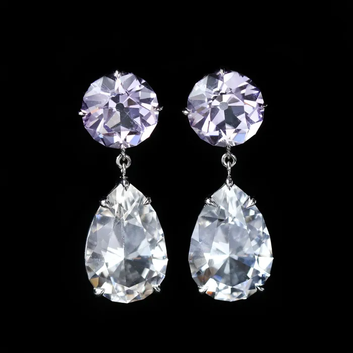 14K White Gold 1176 CTW Quartz and Amethyst Dangle Earrings Stuller Earrings 14K White Gold 1176 CTW Quartz and Amethyst Dangle Earrings Stuller Earrings