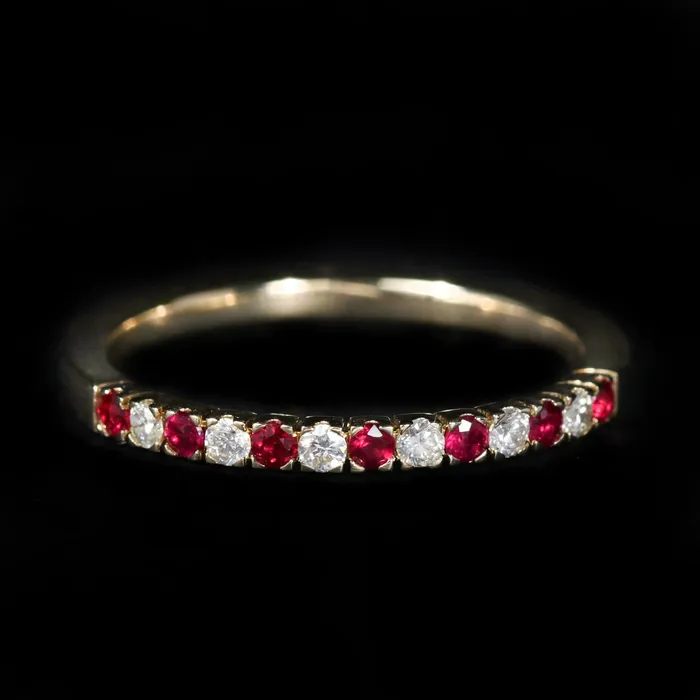 14K Yellow Gold 020 CTW Ruby and Diamond Band Diamond South Rings