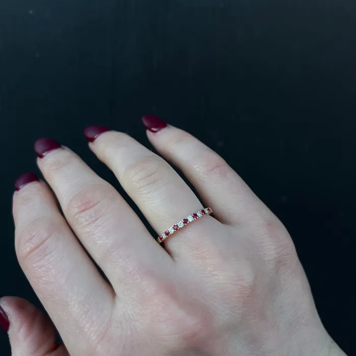 14K Yellow Gold 020 CTW Ruby and Diamond Band Diamond South Rings