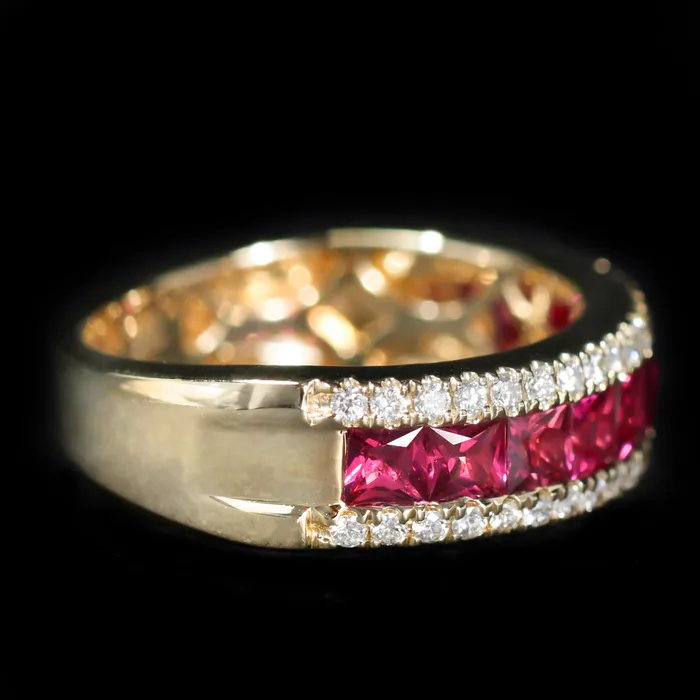 14K Yellow Gold 142 CTW Ruby and Diamond Band The Gem House Rings