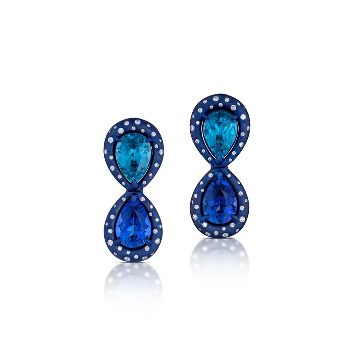 1580 Carat Blue Zircon and Tanzanite Earrings Stephen Silver Fine Jewelry Earrings 1580 Carat Blue Zircon and Tanzanite Earrings Stephen Silver Fine Jewelry Earrings