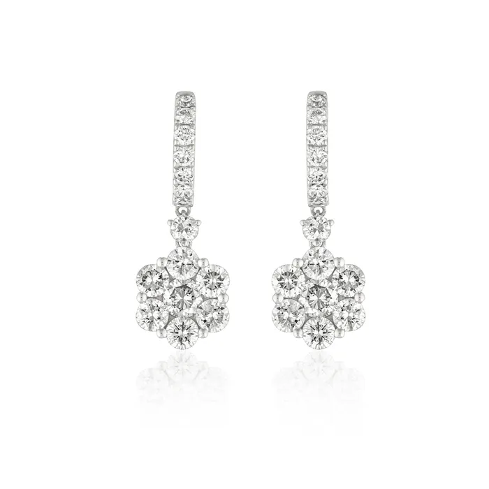 18 Karat Diamond Flower Drop Earrings RACHEL LYNN CHICAGO Earrings