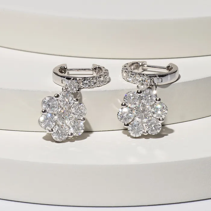 18 Karat Diamond Flower Drop Earrings RACHEL LYNN CHICAGO Earrings