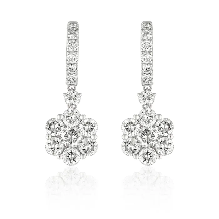 18 Karat Diamond Flower Drop Earrings RACHEL LYNN CHICAGO Earrings