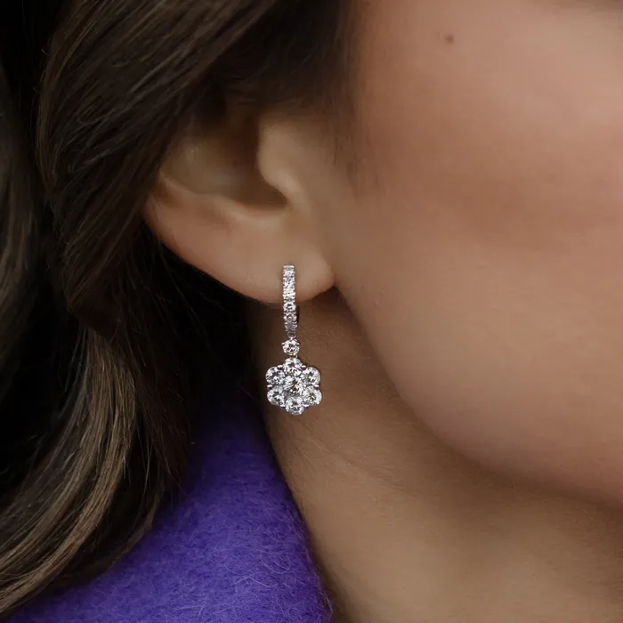 18 Karat Diamond Flower Drop Earrings RACHEL LYNN CHICAGO Earrings