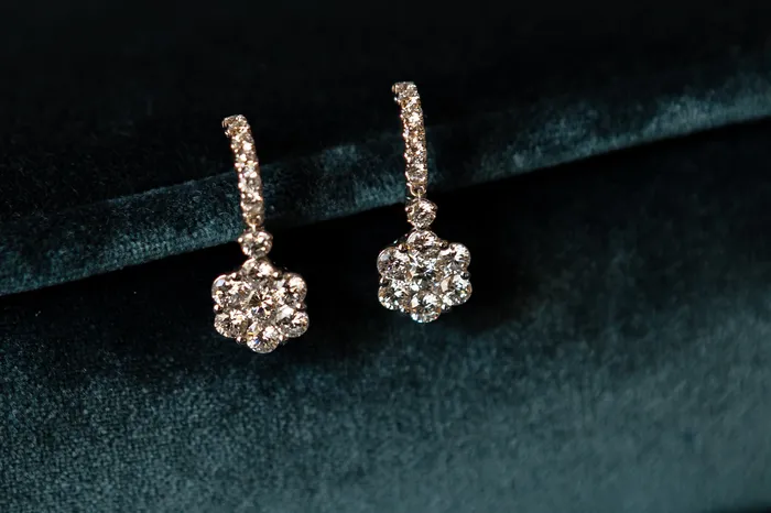18 Karat Diamond Flower Drop Earrings RACHEL LYNN CHICAGO Earrings