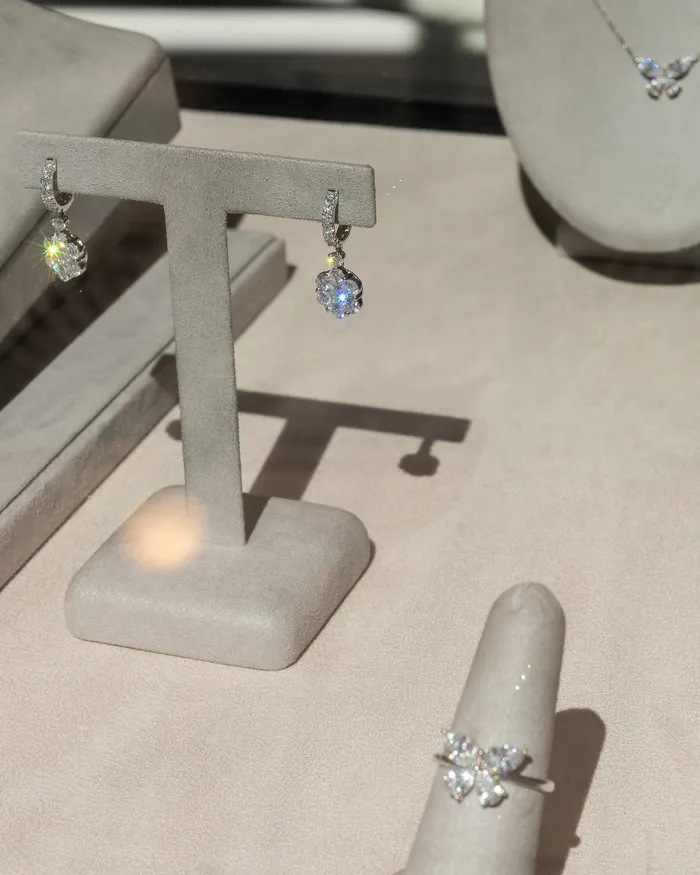 18 Karat Diamond Flower Drop Earrings RACHEL LYNN CHICAGO Earrings