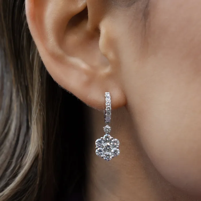 18 Karat Diamond Flower Drop Earrings RACHEL LYNN CHICAGO Earrings