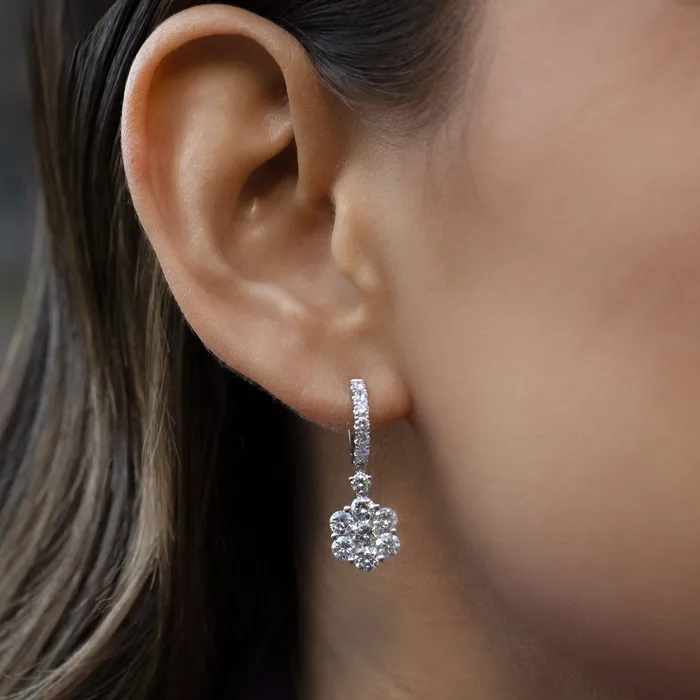 18 Karat Diamond Flower Drop Earrings RACHEL LYNN CHICAGO Earrings