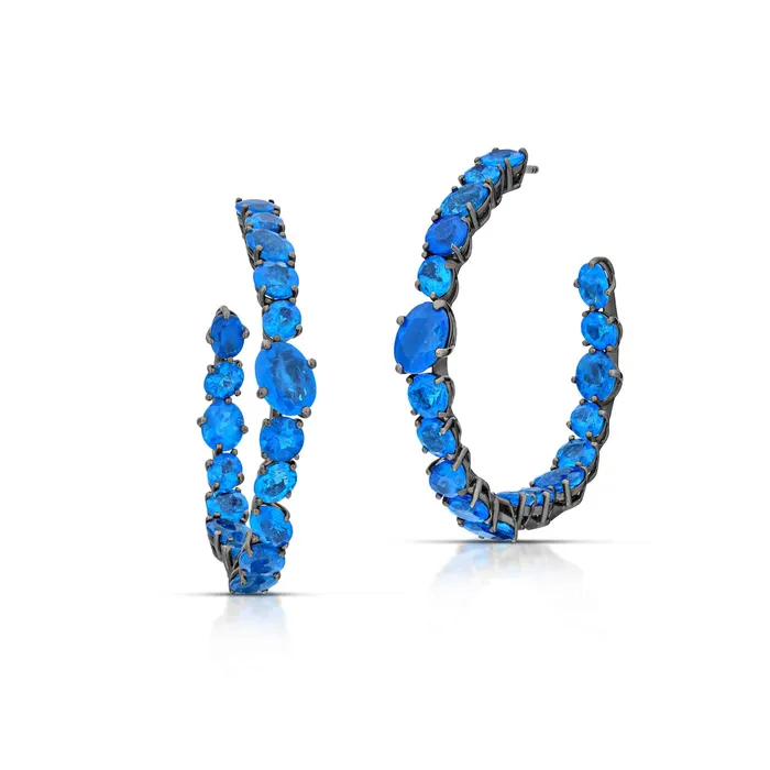 1970 Carat Blue Apatite In And Out Hoop Earrings Stephen Silver Fine Jewelry Earrings 1970 Carat Blue Apatite In And Out Hoop Earrings Stephen Silver Fine Jewelry Earrings