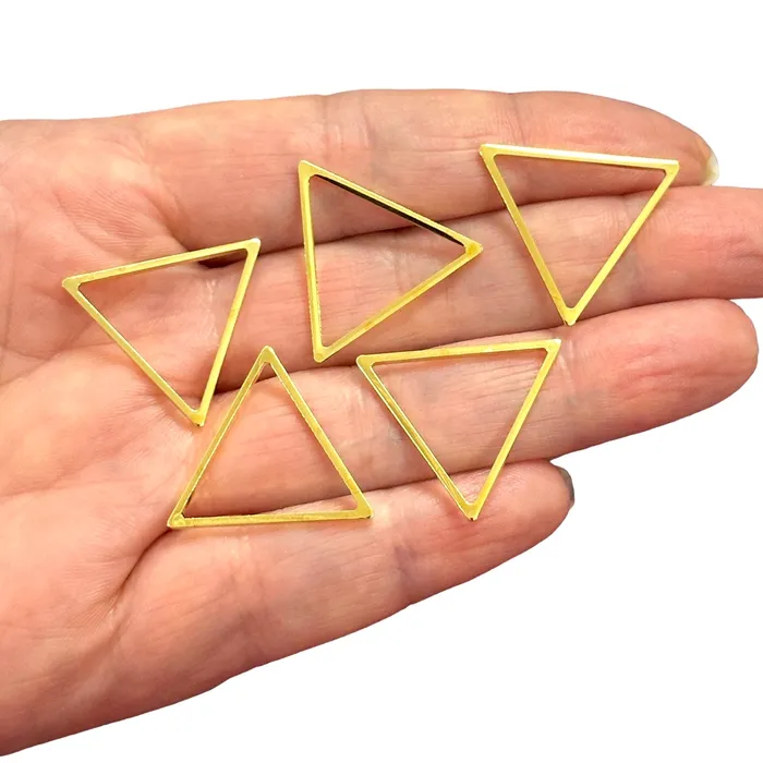 24Kt Gold Plated 24mm Triangle Charms Gold Triangle Connector Charms 5 pcs in a pack Peppy Beads Earrings 24Kt Gold Plated 24mm Triangle Charms Gold Triangle Connector Charms 5 pcs in a pack Peppy Beads Earrings