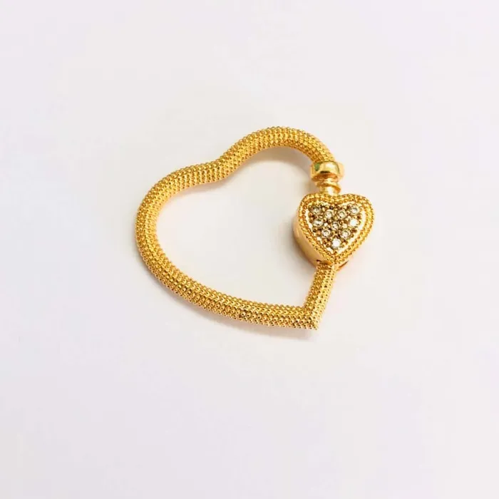 24Kt Gold Plated Brass Heart Screw Clasp Micro Pave Heart Screw Clasp Peppy Beads Necklaces 24Kt Gold Plated Brass Heart Screw Clasp Micro Pave Heart Screw Clasp Peppy Beads Necklaces