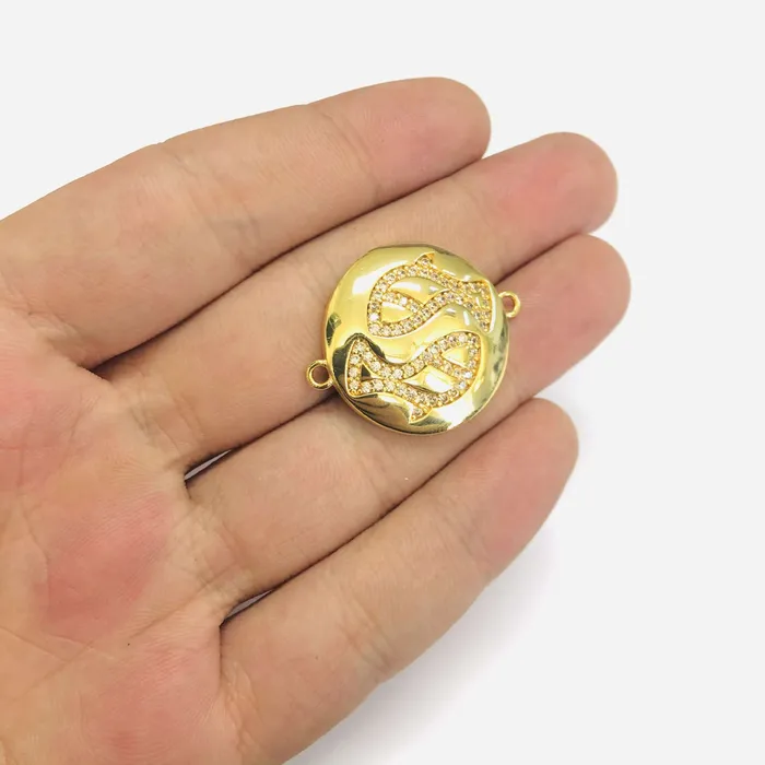 24Kt Gold Plated Brass Zirconia Zodiac Horoscope Sign Connector Charms Peppy Beads PreStyled Sets 24Kt Gold Plated Brass Zirconia Zodiac Horoscope Sign Connector Charms Peppy Beads PreStyled Sets