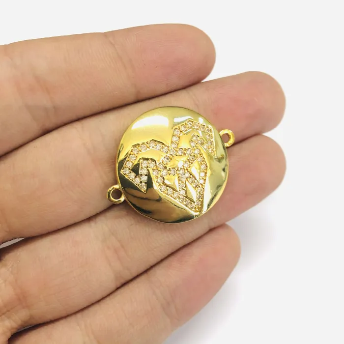 24Kt Gold Plated Brass Zirconia Zodiac Horoscope Sign Connector Charms Peppy Beads PreStyled Sets 24Kt Gold Plated Brass Zirconia Zodiac Horoscope Sign Connector Charms Peppy Beads PreStyled Sets