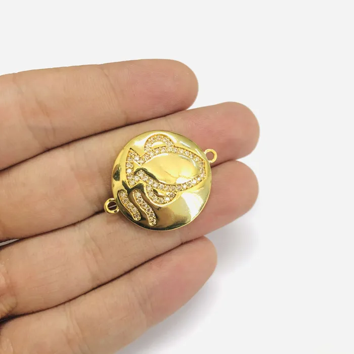 24Kt Gold Plated Brass Zirconia Zodiac Horoscope Sign Connector Charms Peppy Beads PreStyled Sets 24Kt Gold Plated Brass Zirconia Zodiac Horoscope Sign Connector Charms Peppy Beads PreStyled Sets