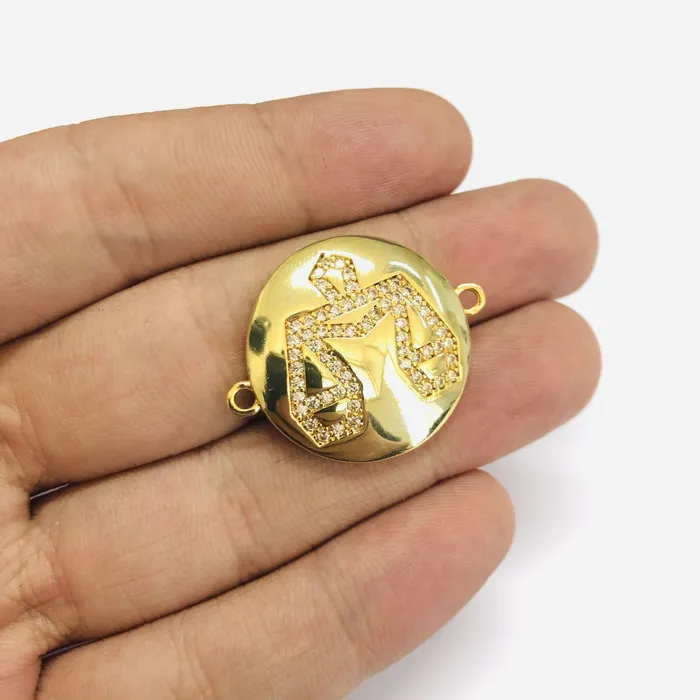 24Kt Gold Plated Brass Zirconia Zodiac Horoscope Sign Connector Charms Peppy Beads PreStyled Sets 24Kt Gold Plated Brass Zirconia Zodiac Horoscope Sign Connector Charms Peppy Beads PreStyled Sets