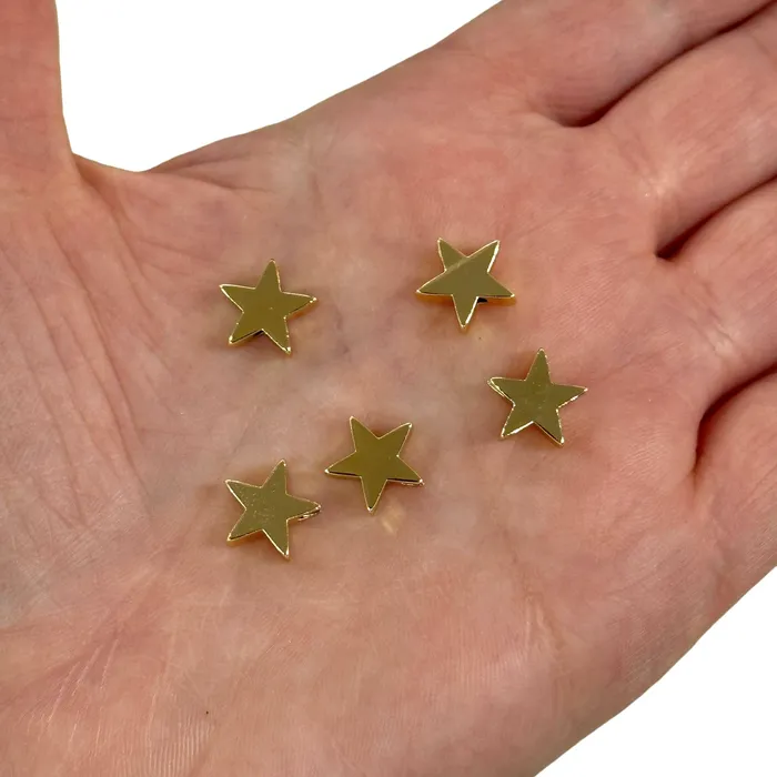 24Kt Gold Plated Star Spacer Charms 12mm Gold Star Charms 5 pcs in a pack Peppy Beads Earrings 24Kt Gold Plated Star Spacer Charms 12mm Gold Star Charms 5 pcs in a pack Peppy Beads Earrings
