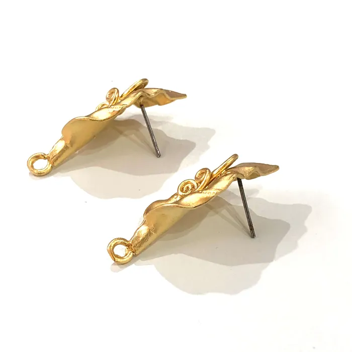 24Kt Matte Gold Plated Brass Calla Lily Stud Earrings 2 pcs in a pack Peppy Beads Earrings 24Kt Matte Gold Plated Brass Calla Lily Stud Earrings 2 pcs in a pack Peppy Beads Earrings