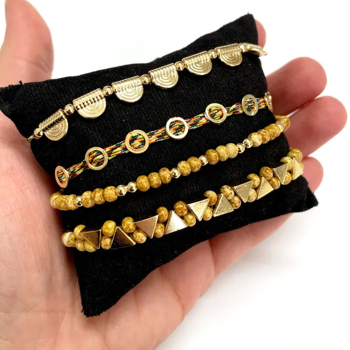 24Kt Matte Gold Plated Triangle Double Hole Spacer Charms 5 pcs in a pack Peppy Beads Earrings