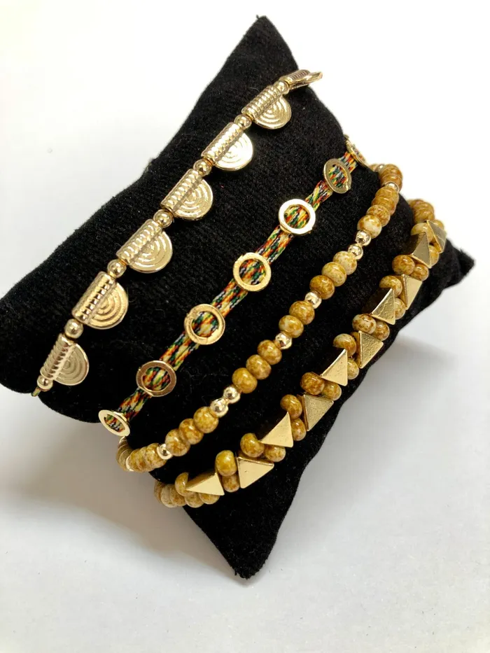 24Kt Matte Gold Plated Triangle Double Hole Spacer Charms 5 pcs in a pack Peppy Beads Earrings
