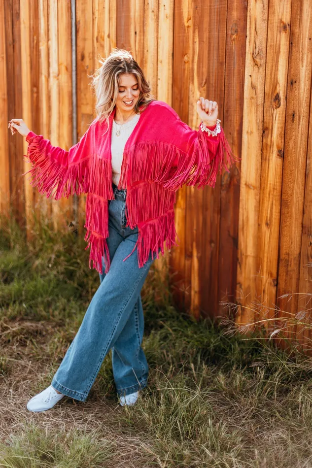 2FLY Earrings FRINGE FINATIC JACKET IN PINK