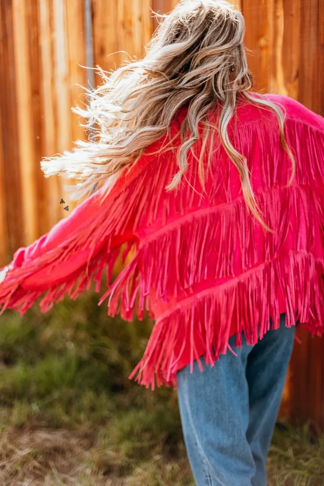 2FLY Earrings FRINGE FINATIC JACKET IN PINK
