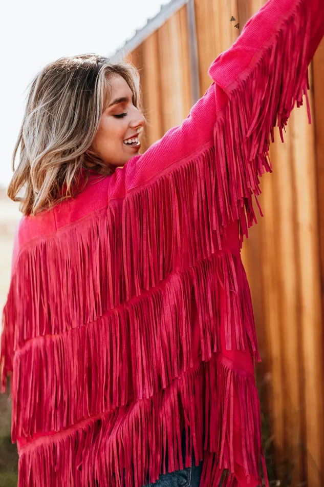2FLY Earrings FRINGE FINATIC JACKET IN PINK