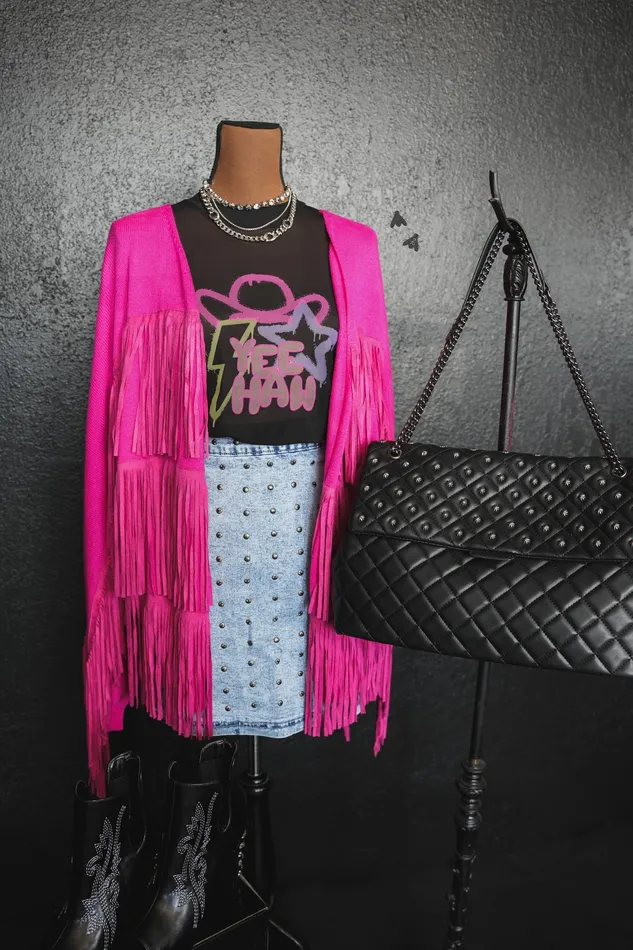 2FLY Earrings FRINGE FINATIC JACKET IN PINK