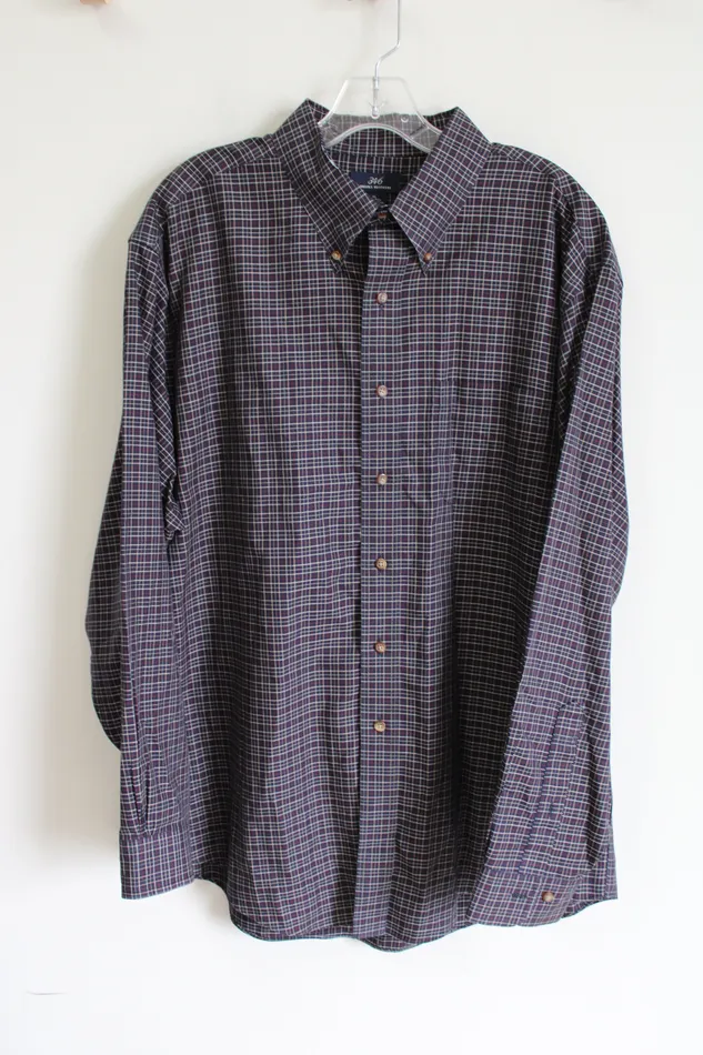 346 Brooks Brothers Dark Navy Blue Button Down Plaid Shirt XL Brooks Brothers Rings