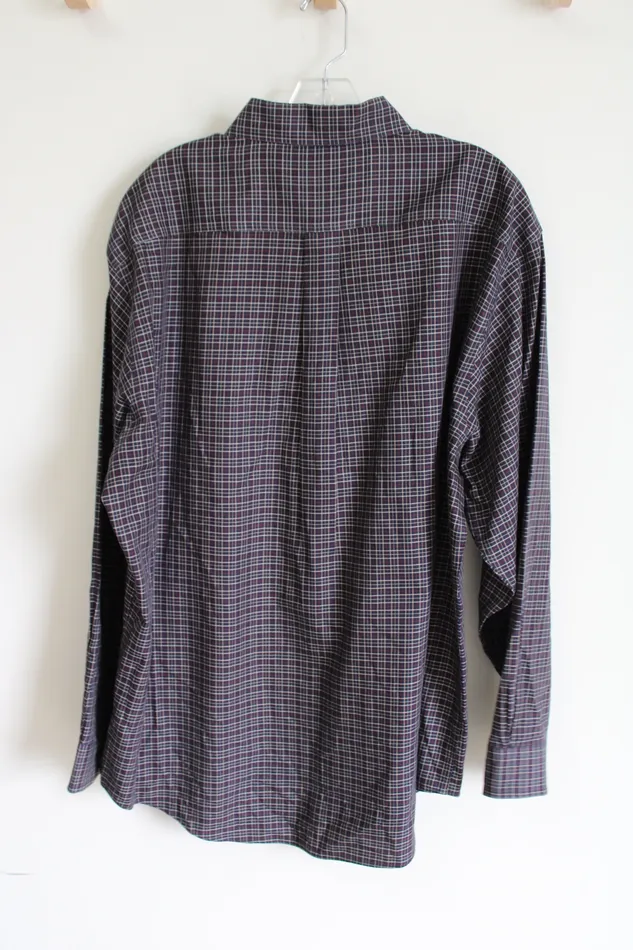 346 Brooks Brothers Dark Navy Blue Button Down Plaid Shirt XL Brooks Brothers Rings
