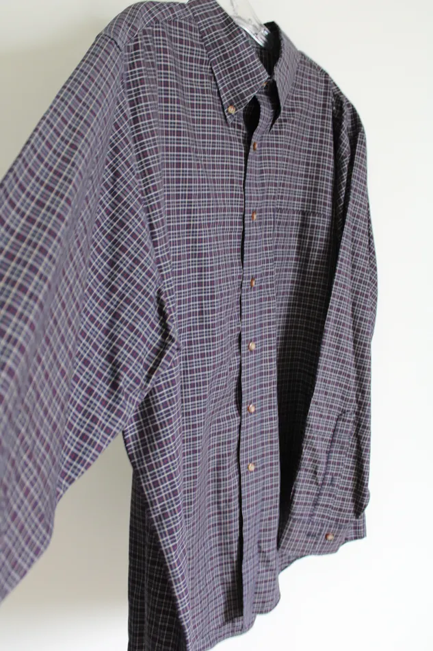 346 Brooks Brothers Dark Navy Blue Button Down Plaid Shirt XL Brooks Brothers Rings