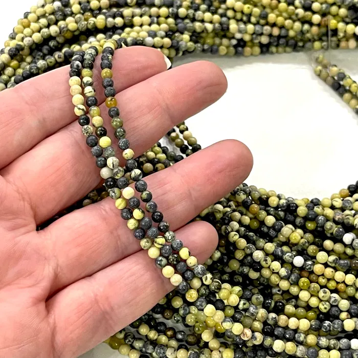 3mm Canadian Jade Smooth Round Gemstone Beads 129 Beads Peppy Beads Rings