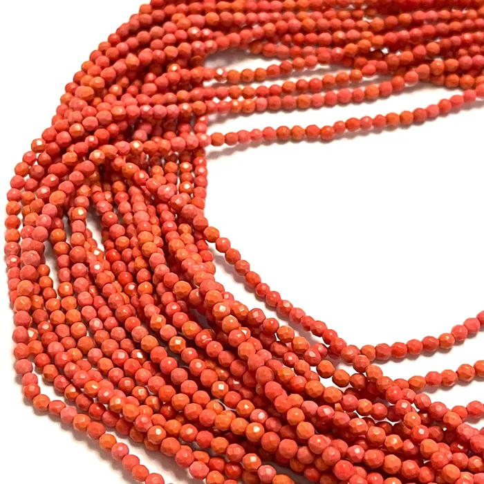 3mm Pink Jasper Faceted Round Gemstone Beads 127 Beads Peppy Beads Rings