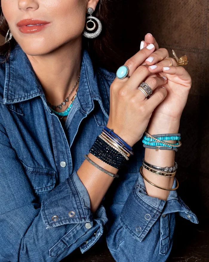 4mm Navy Crystal Seven Wrap Bracelet and Necklace RACHEL LYNN CHICAGO Bracelets