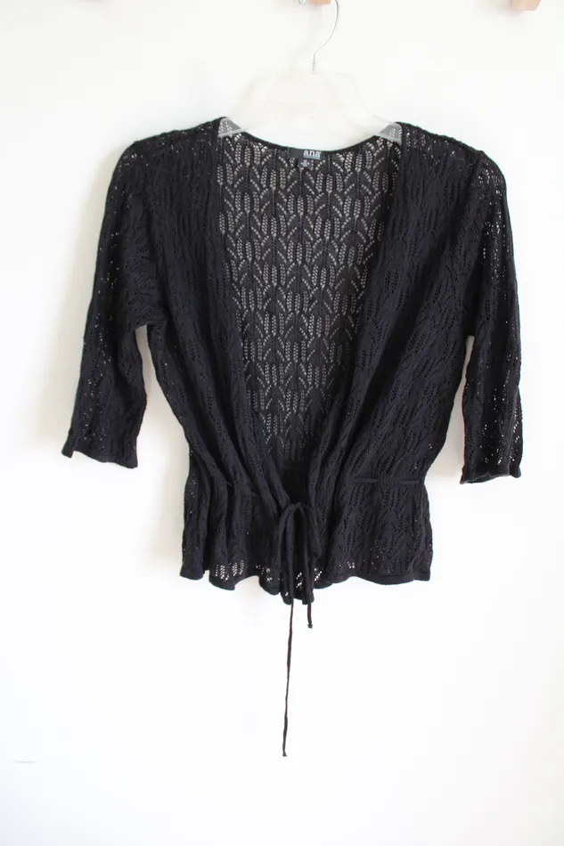 ana Black Crocheted Cardigan 1X ana Rings