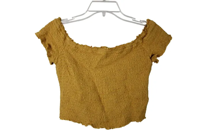 Abercrombie Fitch Mustard Yellow Ruched Top M Abercrombie Fitch Earrings