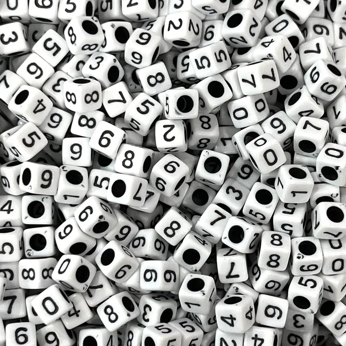 Acrylic cube white with black numbers beads for jewellery making1000 pcs pack Peppy Beads Necklaces Acrylic cube white with black numbers beads for jewellery making1000 pcs pack Peppy Beads Necklaces