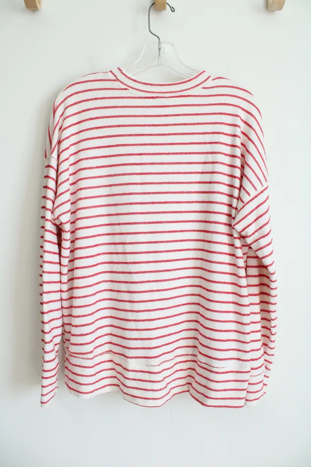 Aerie Red White Striped Long Sleeved Top S Aerie Rings