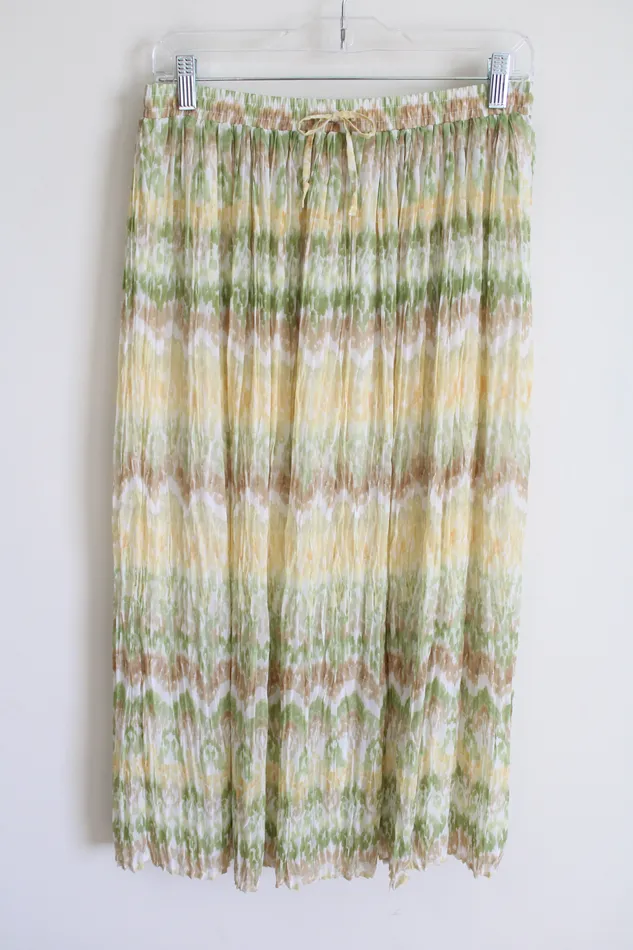 Alfred Dunner Earrings Alfred Dunner Yellow Green Creped Chiffon Skirt 10