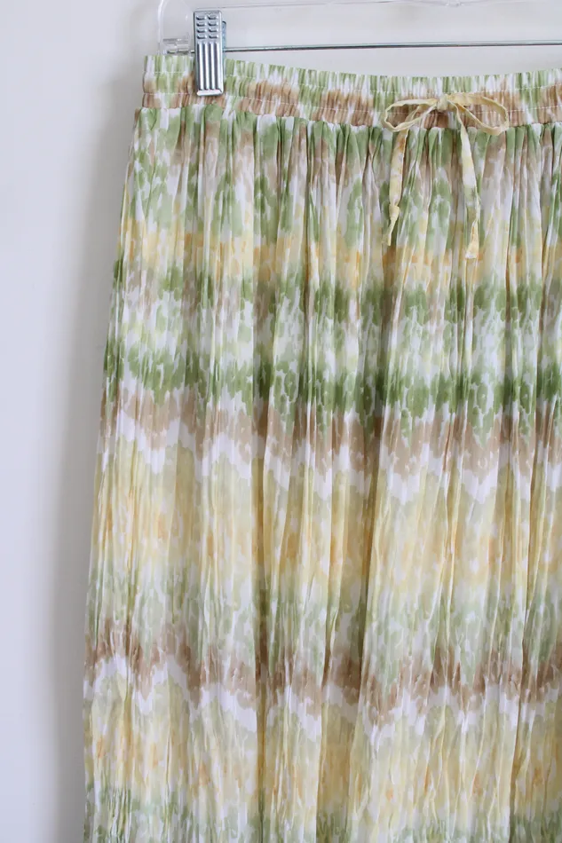 Alfred Dunner Earrings Alfred Dunner Yellow Green Creped Chiffon Skirt 10