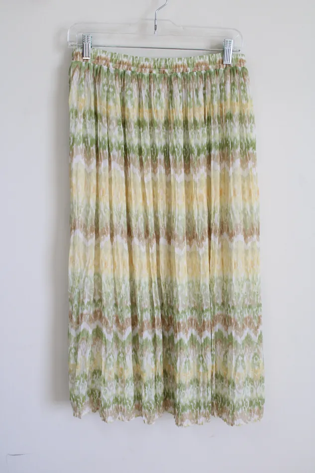 Alfred Dunner Earrings Alfred Dunner Yellow Green Creped Chiffon Skirt 10