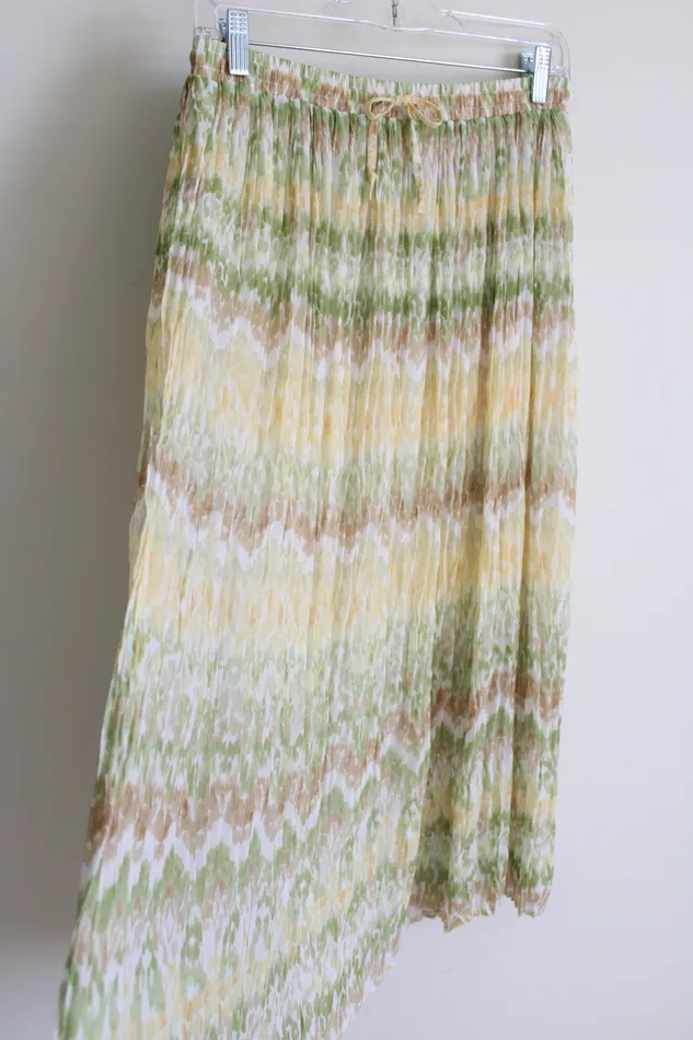 Alfred Dunner Earrings Alfred Dunner Yellow Green Creped Chiffon Skirt 10