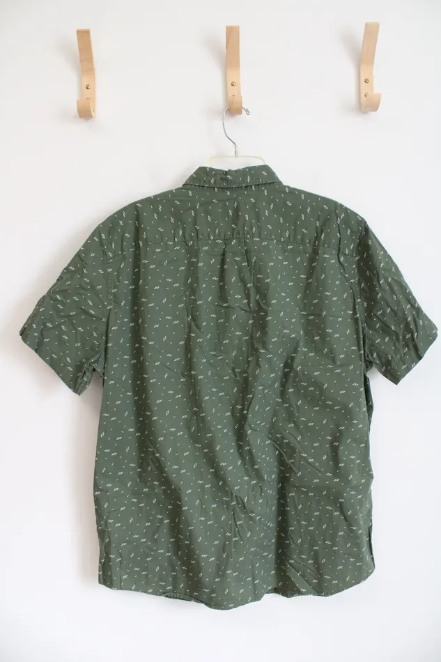American Eagle Rings American Eagle Green White Patterned Button Down Shirt XL