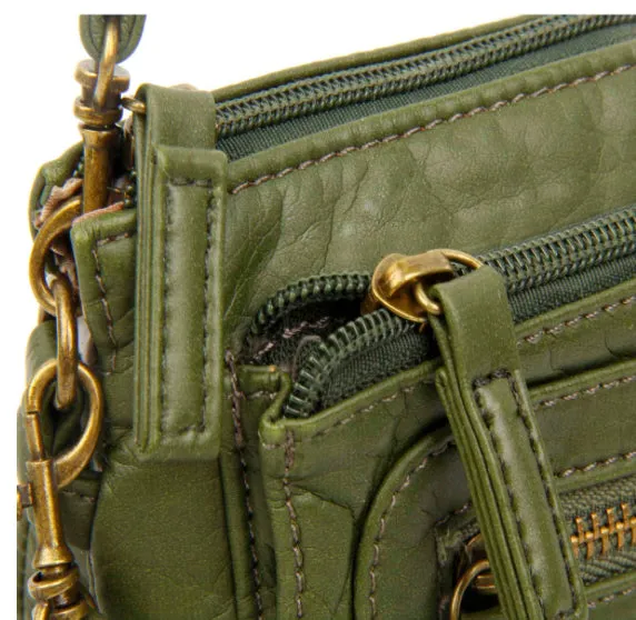 AMPERE Earrings Ampere Creations Anita 3Way CrossbodyWristlet Handbag Dark Green