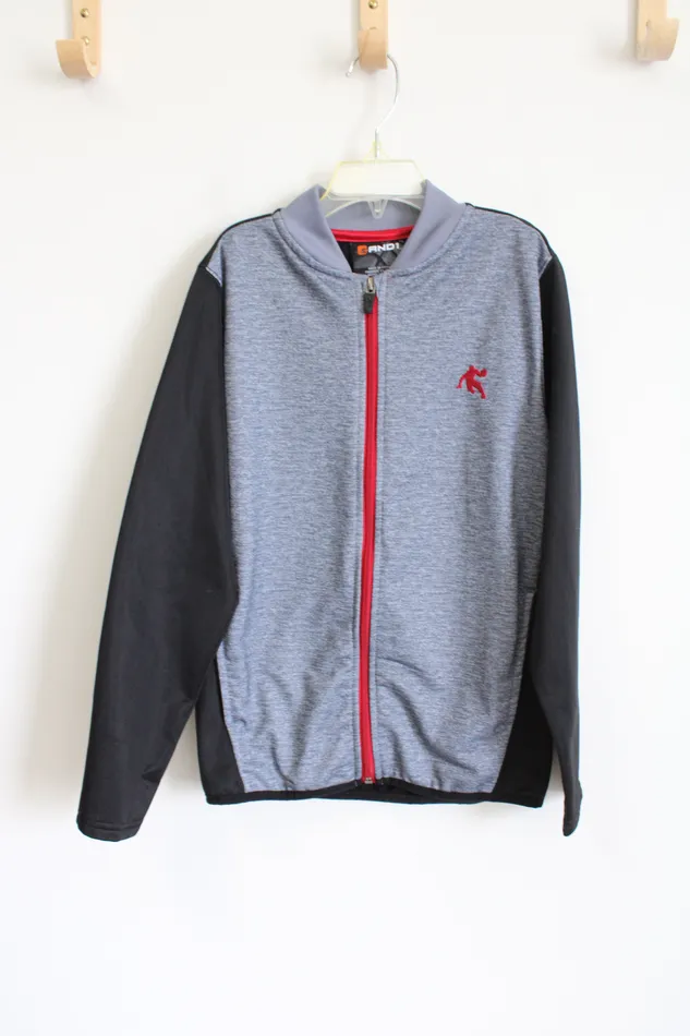 AND1 Rings AND1 Gray Black Zip Up Lightweight Jacket Youth M 8