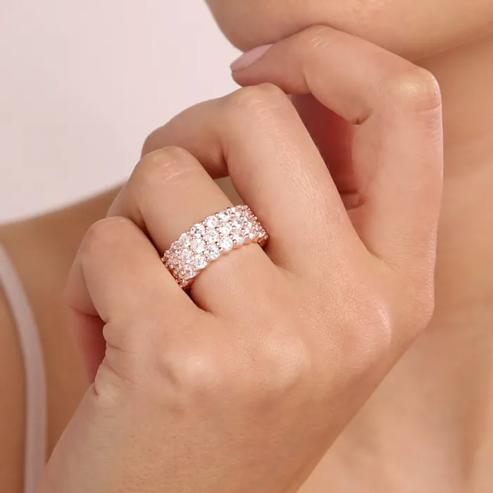 Anello a Fascia con Tre File di Cubic Zirconia Bronzallure Earrings