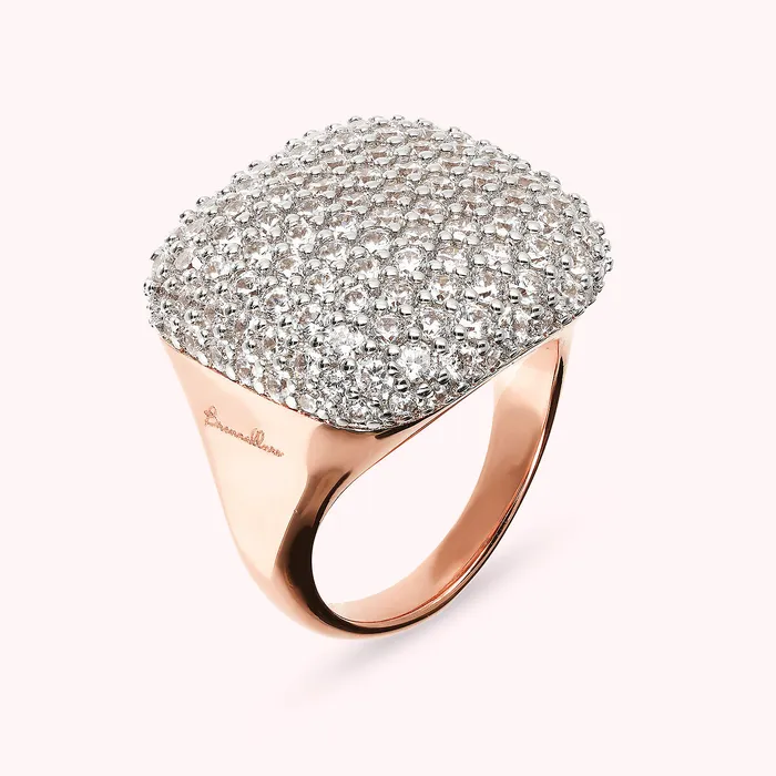 Anello Chevalier Quadrato con Pav in Cubic Zirconia Bronzallure Earrings