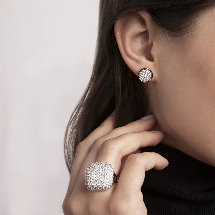 Anello Chevalier Quadrato con Pav in Cubic Zirconia Bronzallure Earrings