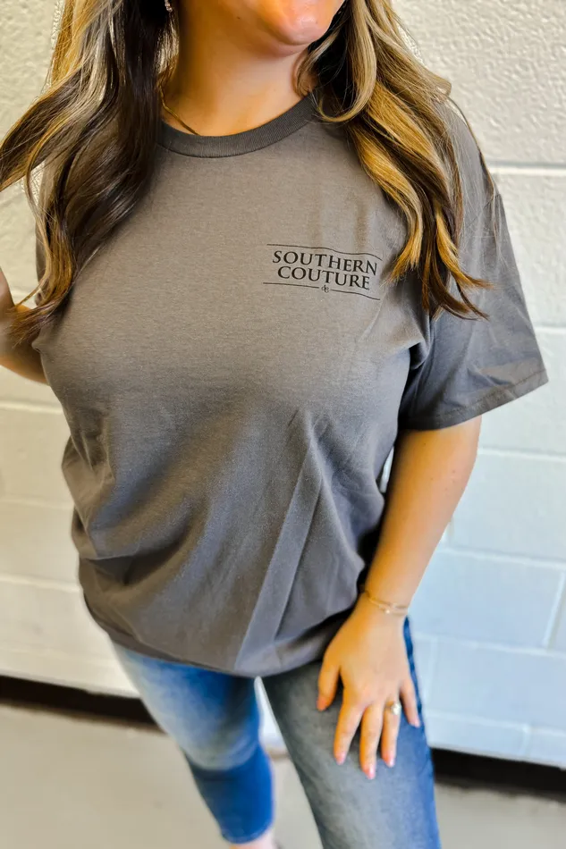 Angels Among Us Graphic Tee Charcoal Southern Couture Earrings